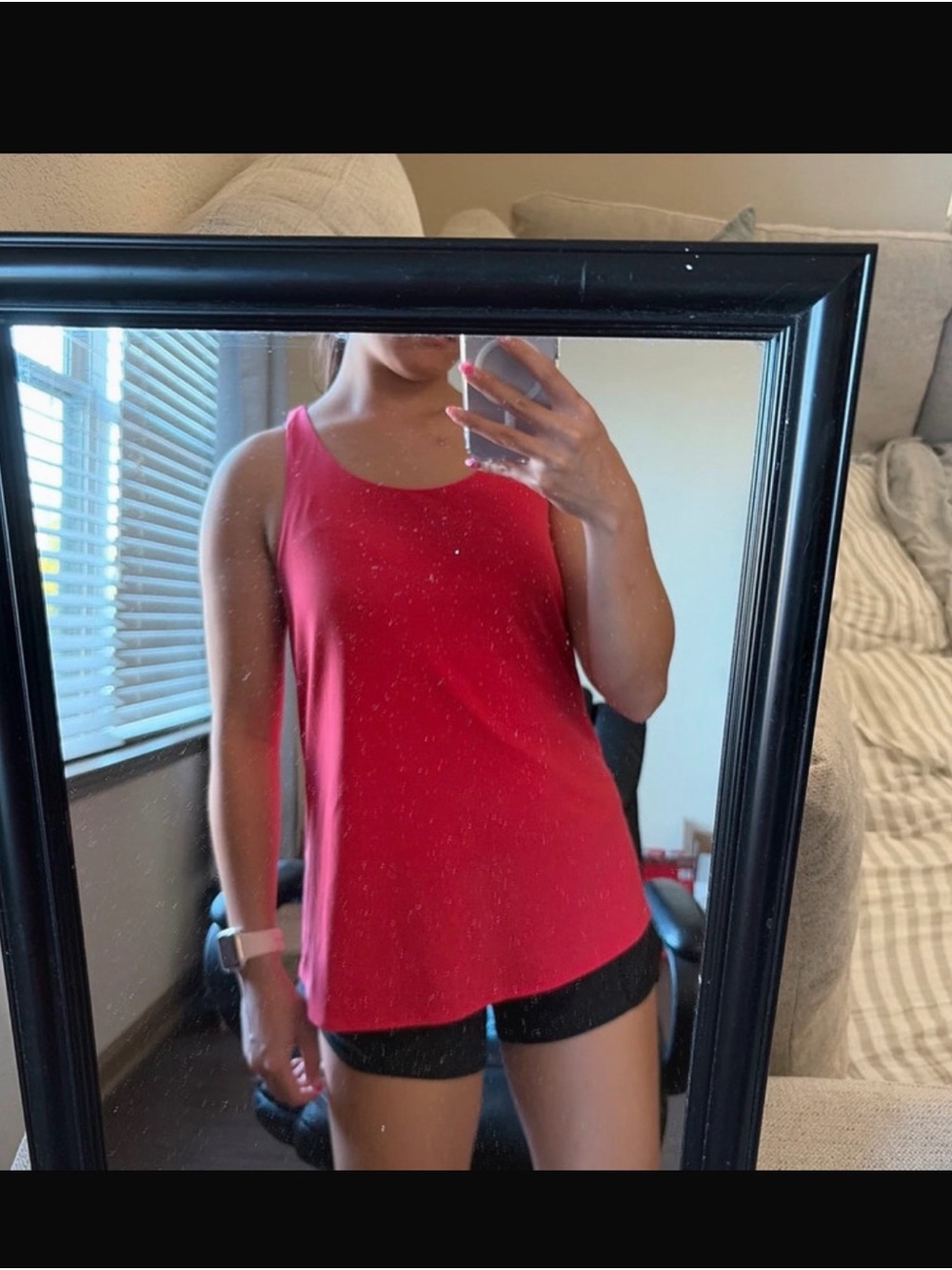 Kaari Blue Red Scoop Neck Tank Top